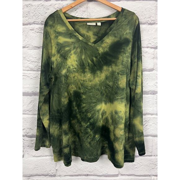 LOGO Lounge Womens 1X Tie Dye Artsy Boho Eclectic Grunge Leisure Tunic Top - Picture 3 of 12